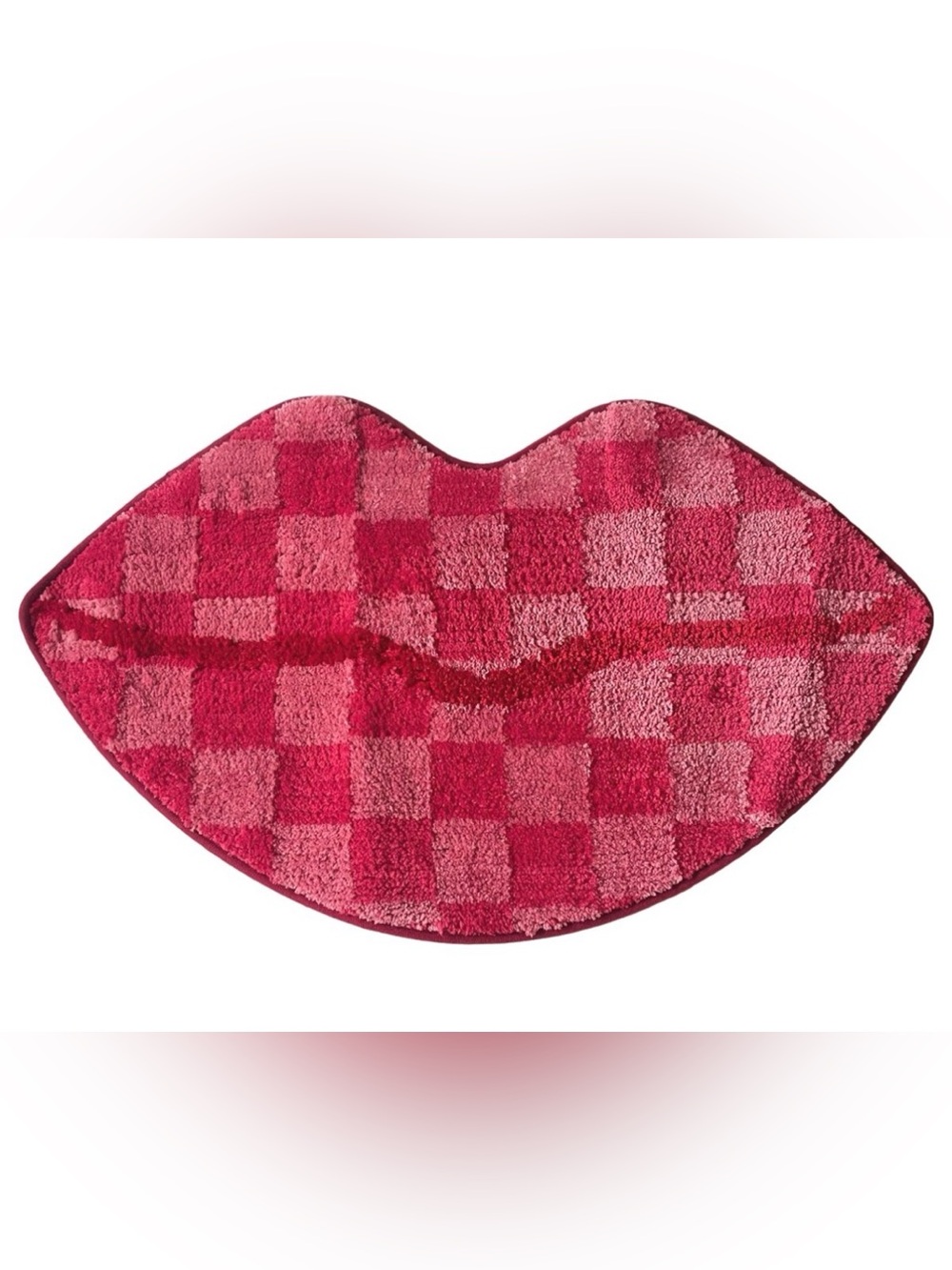 NatureStep Novelty Collection Pink Checked Lip Shaped Rug